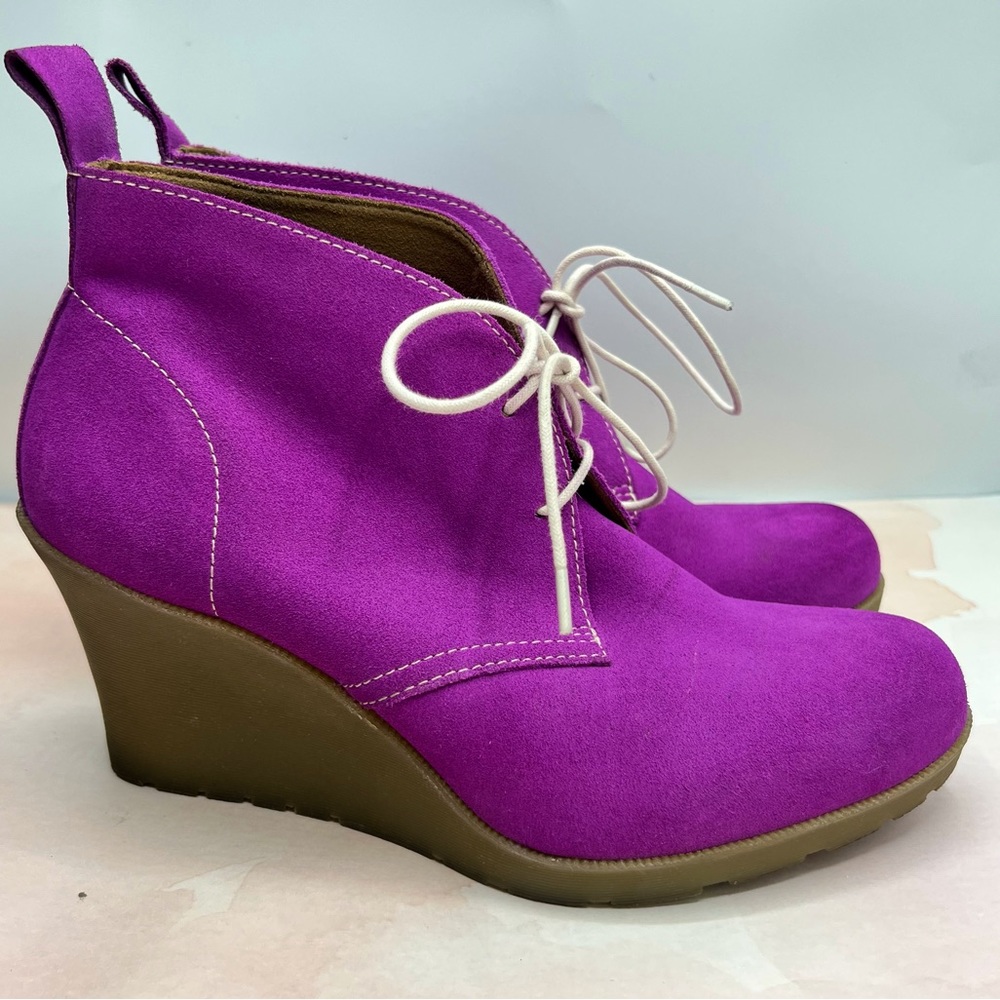 Dr Martens Magenta Suede Wedges